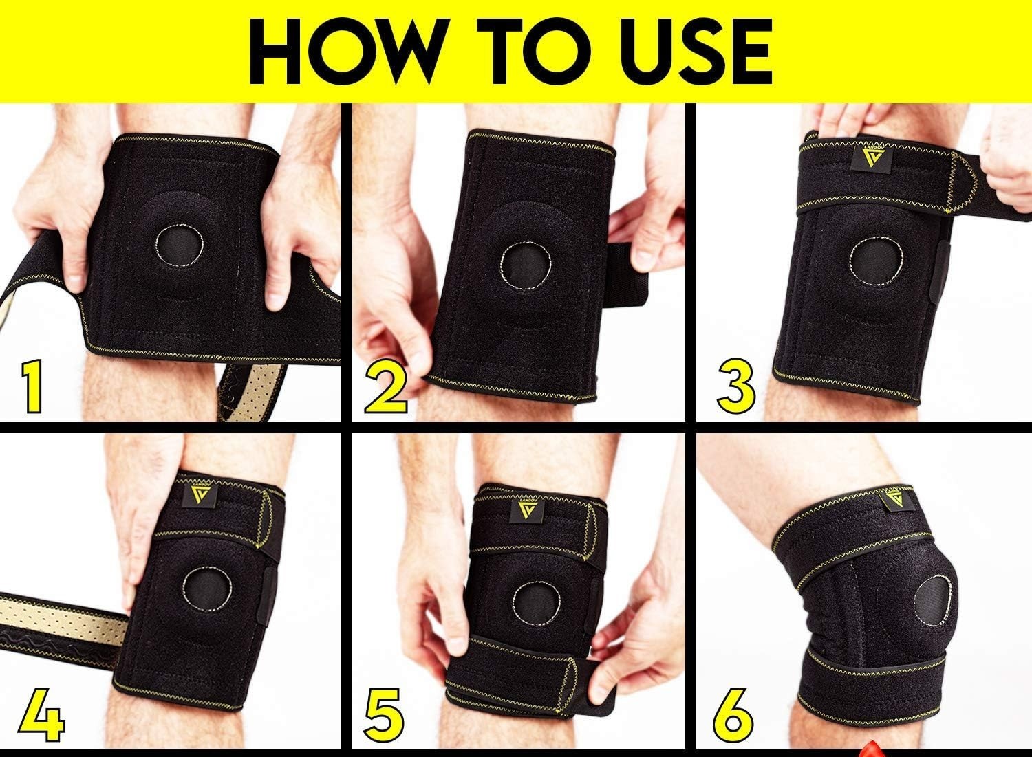 Knee Brace Compression Sleeve – Open Patella Knee Support with Adjustable Straps