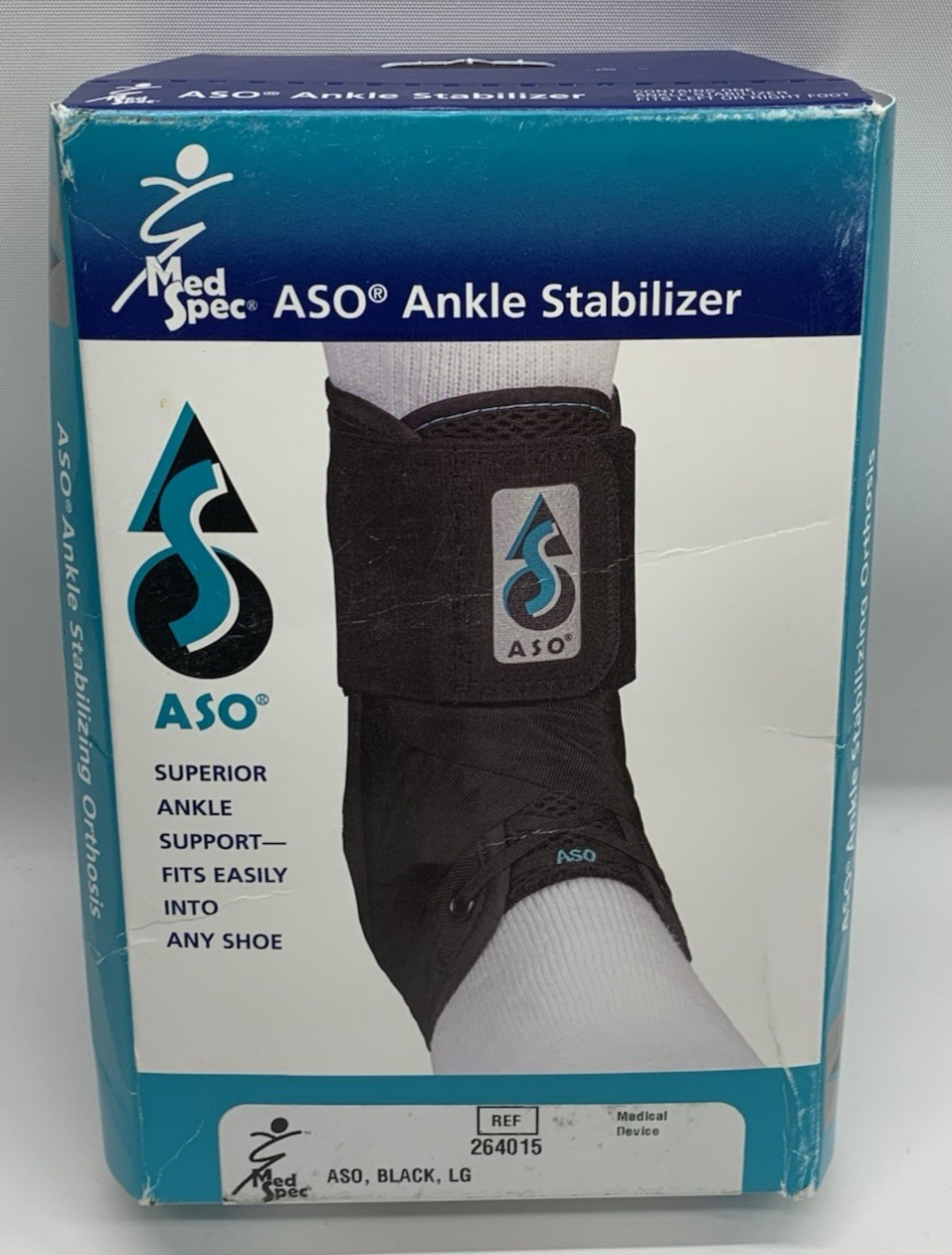 Med Spec 264015 ASO Ankle Support Stabilizer Black Large for Ankle Injury Sprain