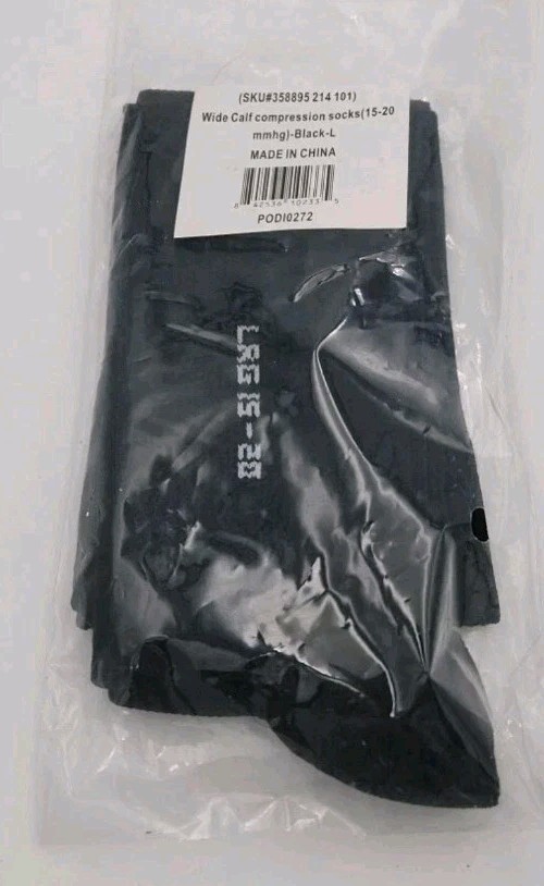 Compression Socks Wide Calf 15-20mmHg Black Tan Large Silver Steps 2 Pack New