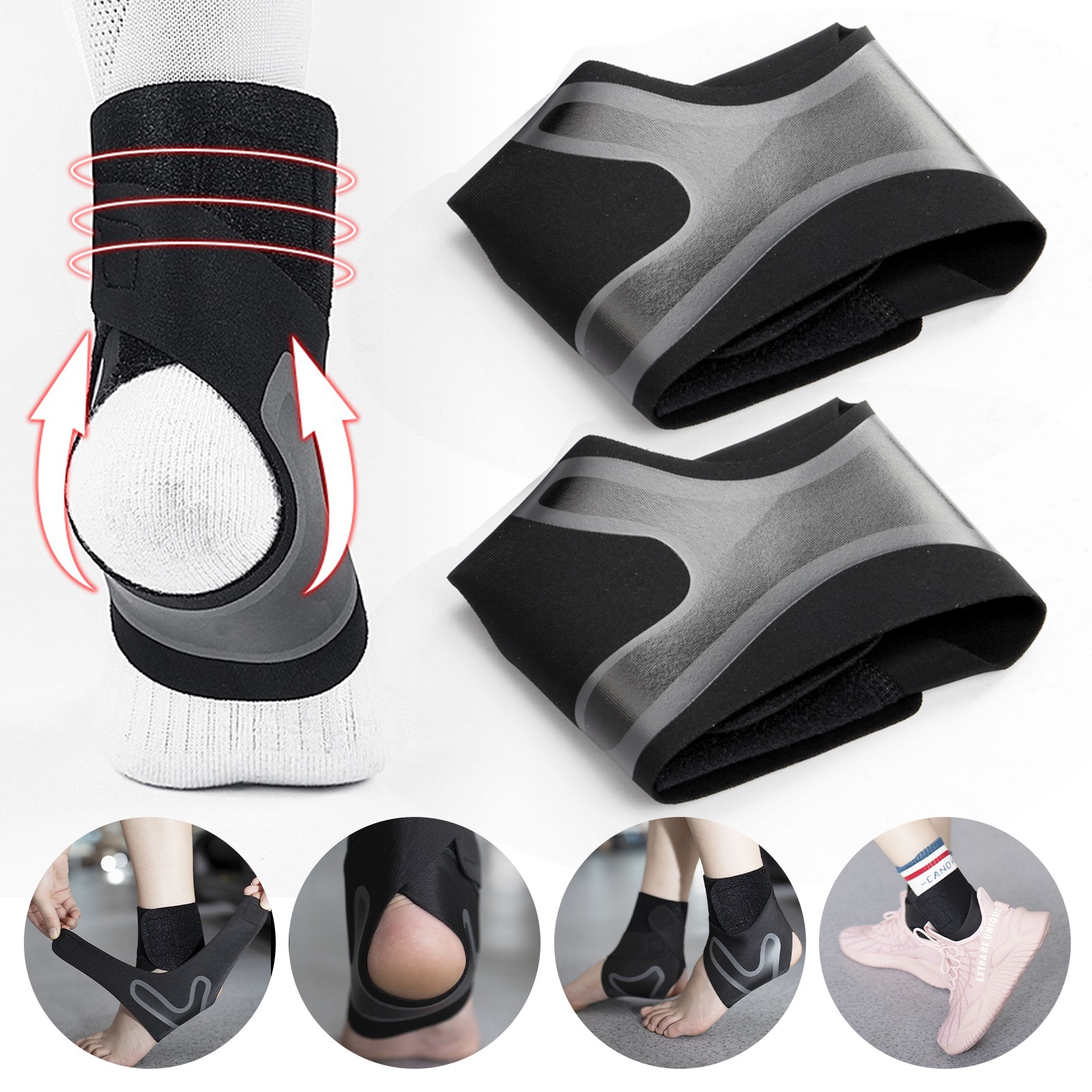 Copper Ankle Support Brace Compression Sleeve Socks Elastic Foot Pain Relief