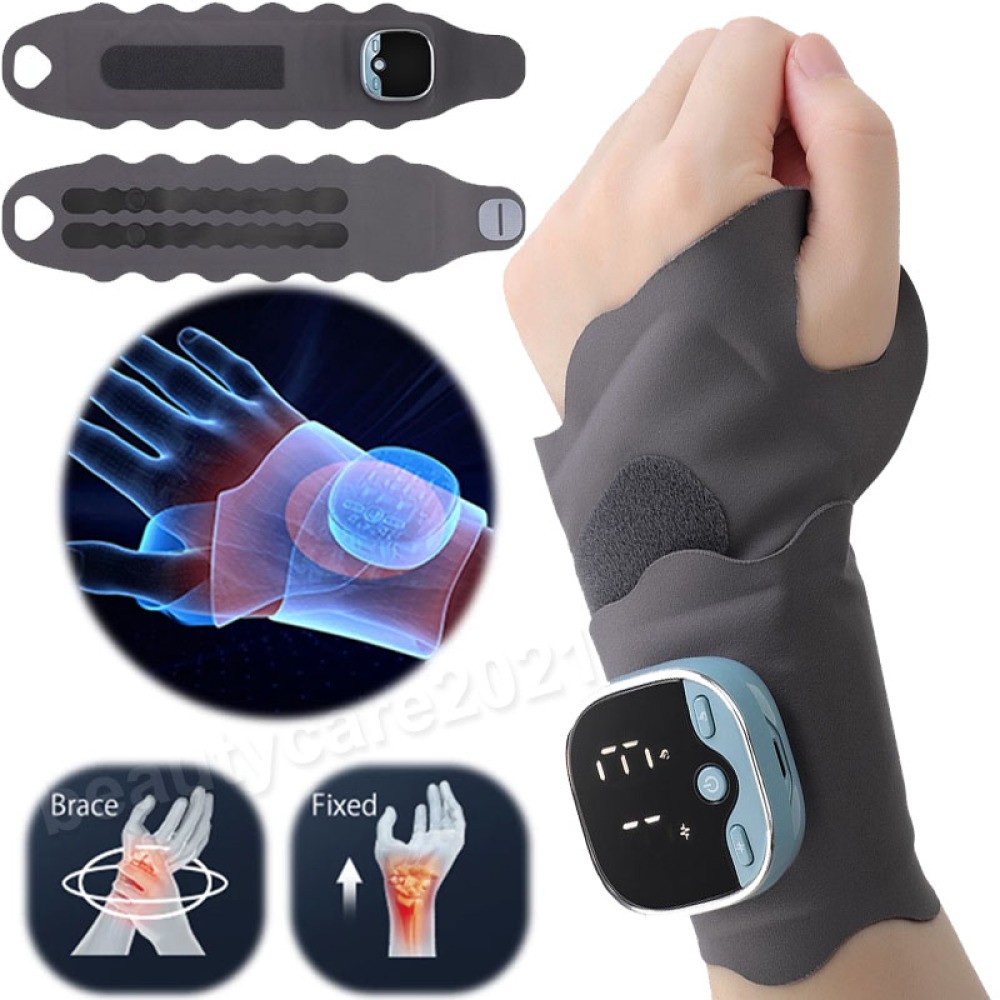 Electric Heated EMS Vibration Wrist Hand Massage Brace Carpal Tunnel Pain Relief