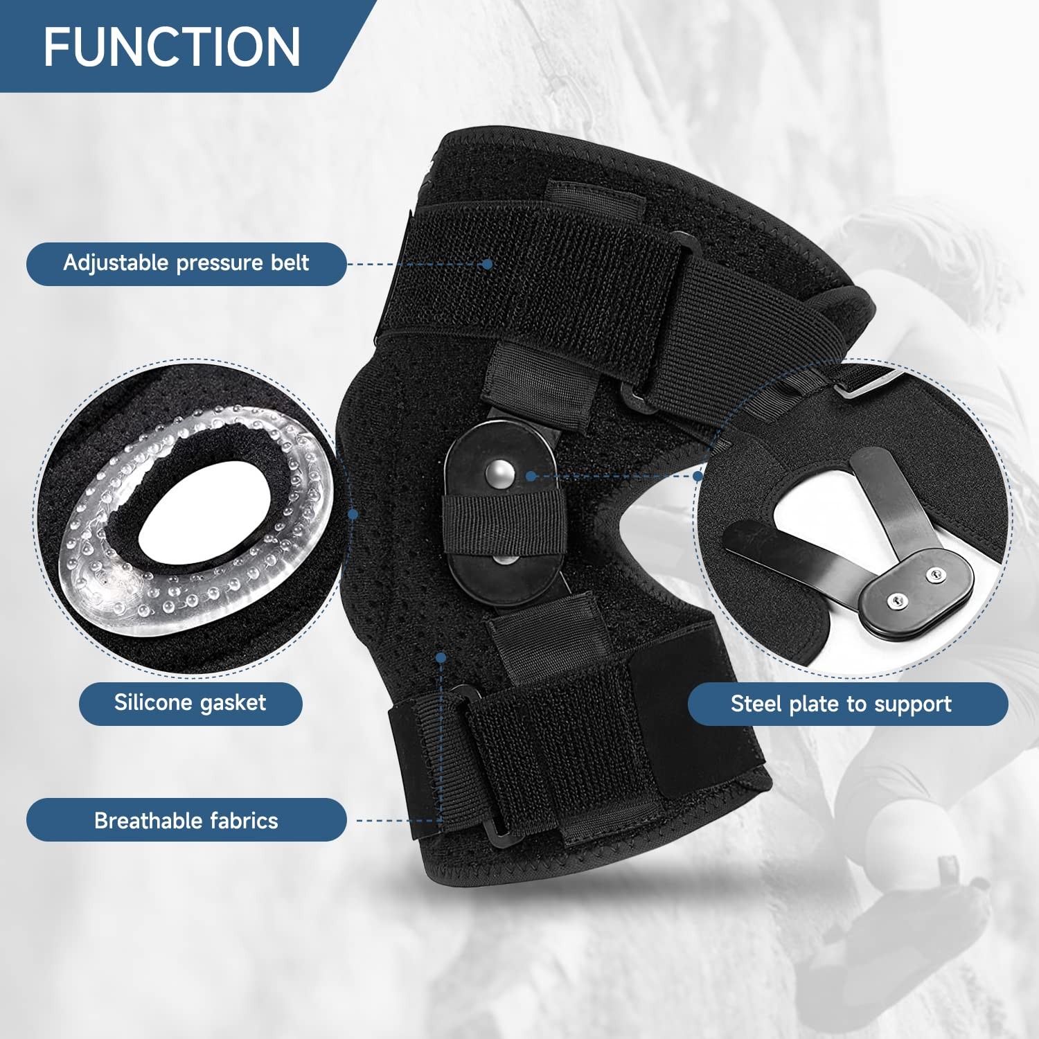 Plus Size Knee Brace XL-8XL,Stable Support of The 7XL-8XL, Black