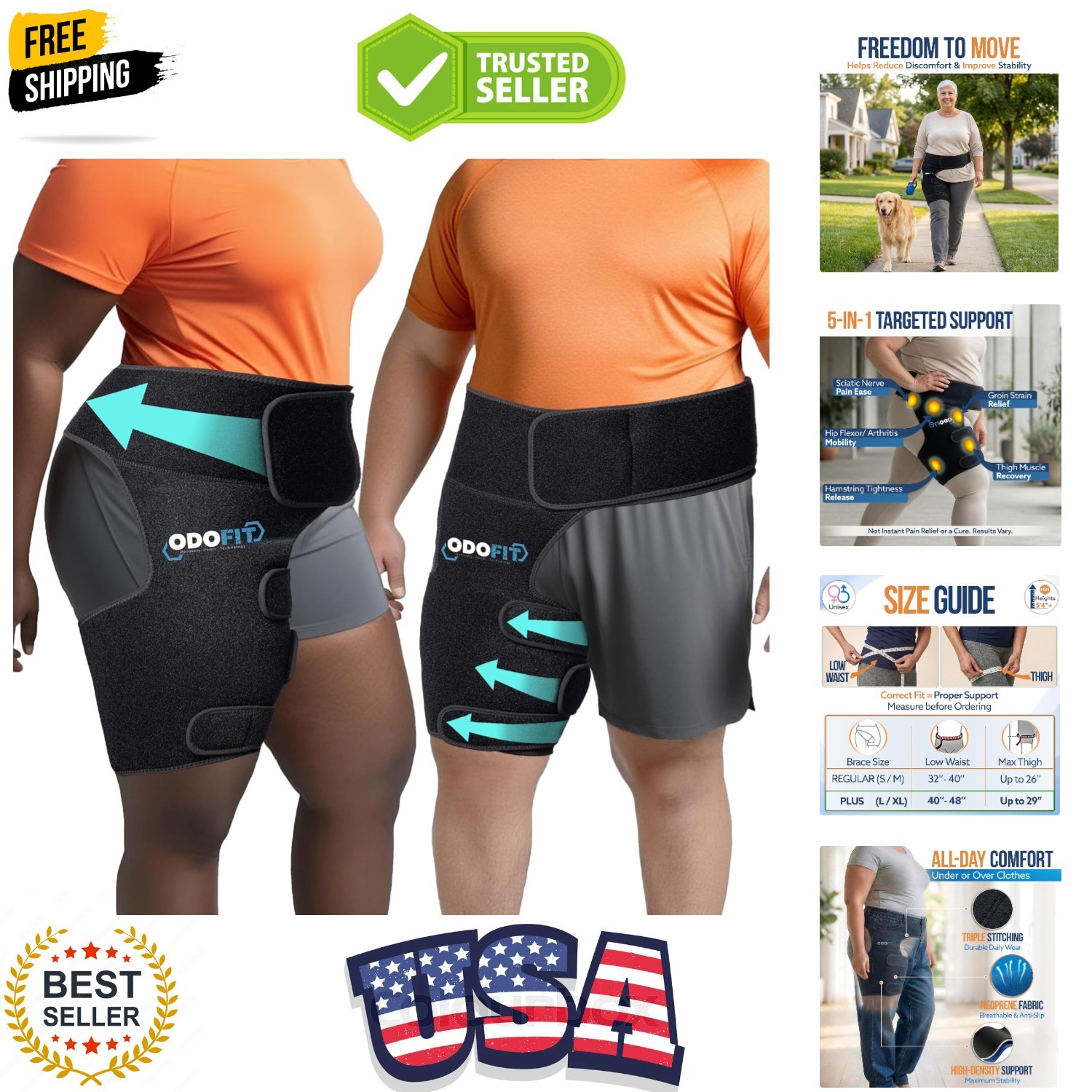 5 in 1 Hip Brace for Women Men Sciatica Pain Relief Devices – Adjustable Groi…