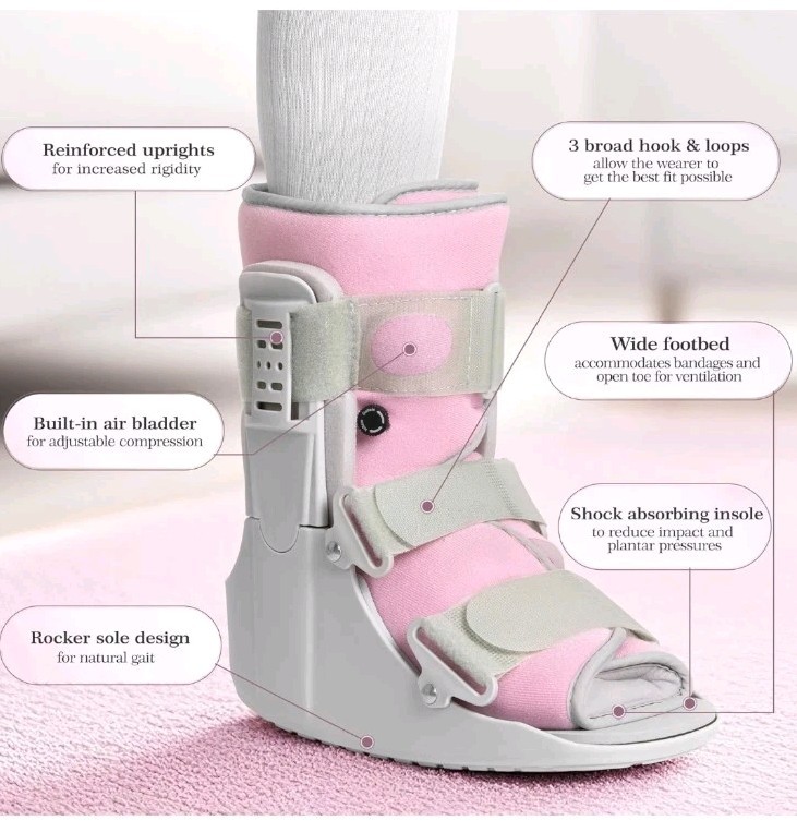 Adjustable Large Fracture Boot Walking Cast Pink Medical Grade Sprain