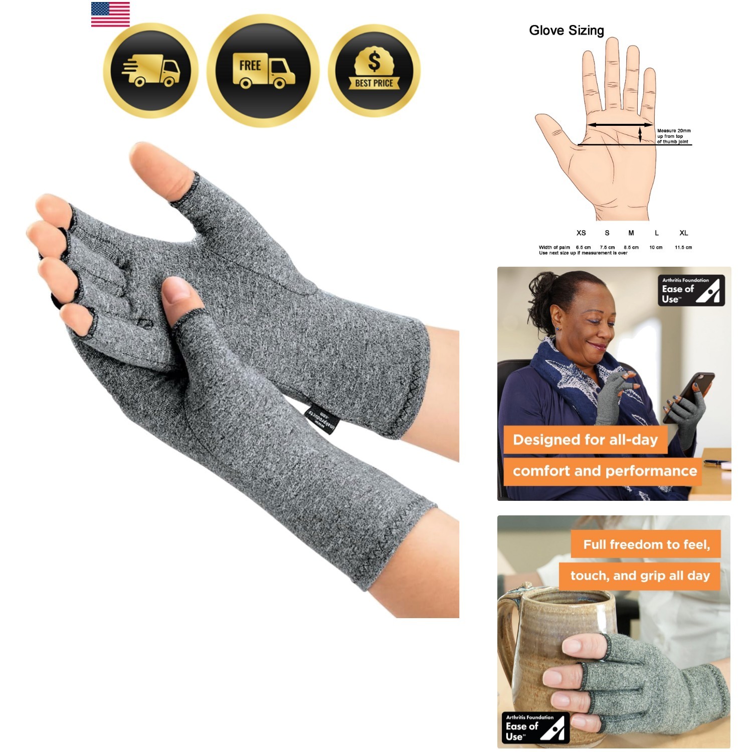 Compression Arthritis Gloves – Fingerless, Support for Joint Pain & Circulati…