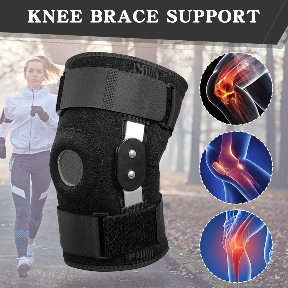 Detachable Aluminum Compression Support Knee Pads Shock Absorption Sports: Black