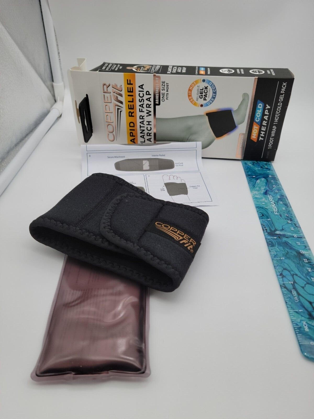 Copper Fit Plantar Fascia Arch Support Wrap Rapid Relief Sleeve Hot/Cold Therapy