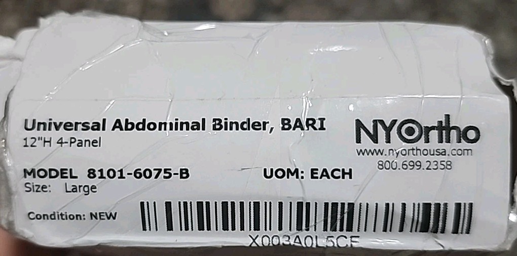 Nyortho Abdominal Binder Brace For Lower Waist Stabilization/Compression Large