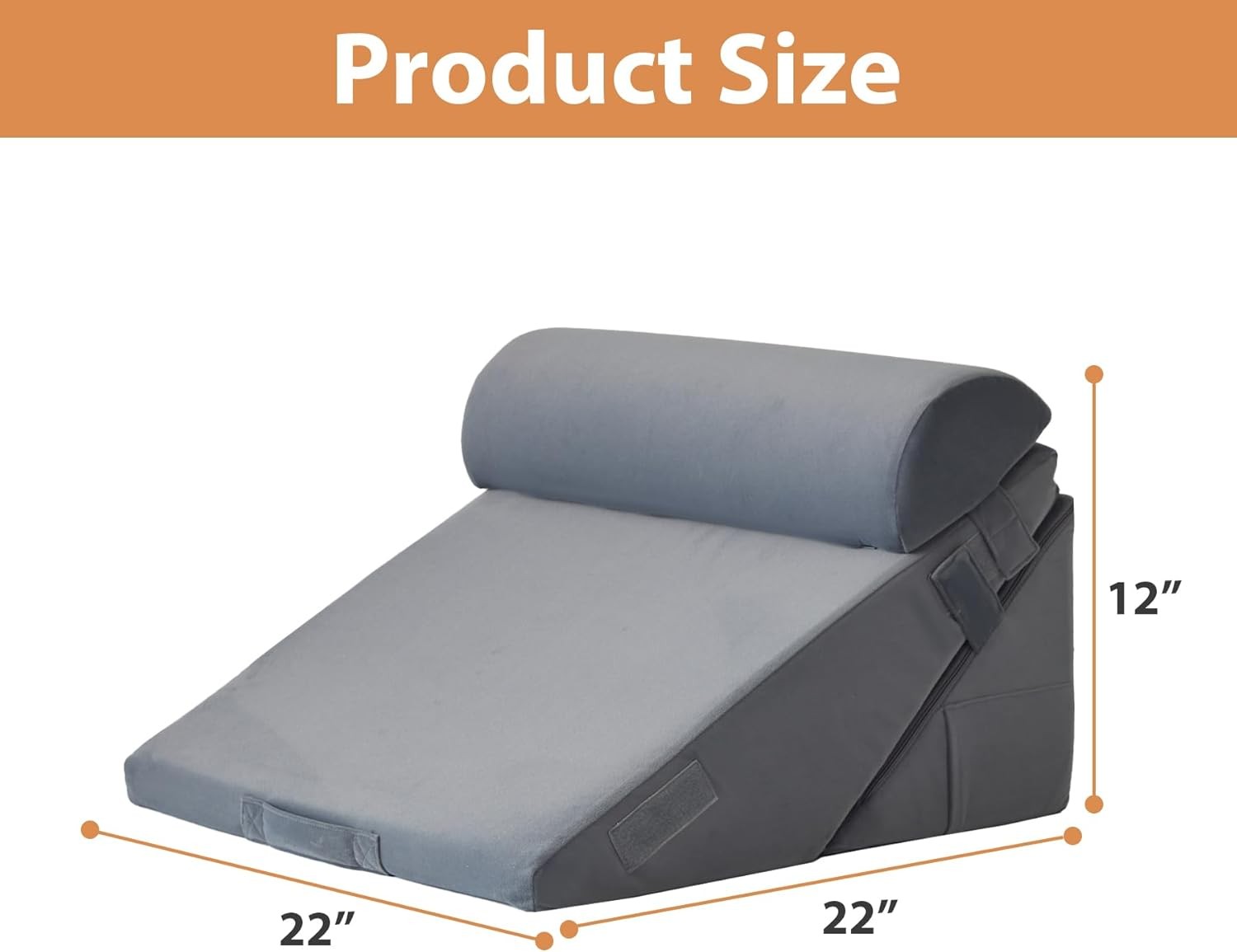 3PCS Wedge Pillow for Acid Reflux Adjustable Wedge+1 Pillow, Velvet Grey