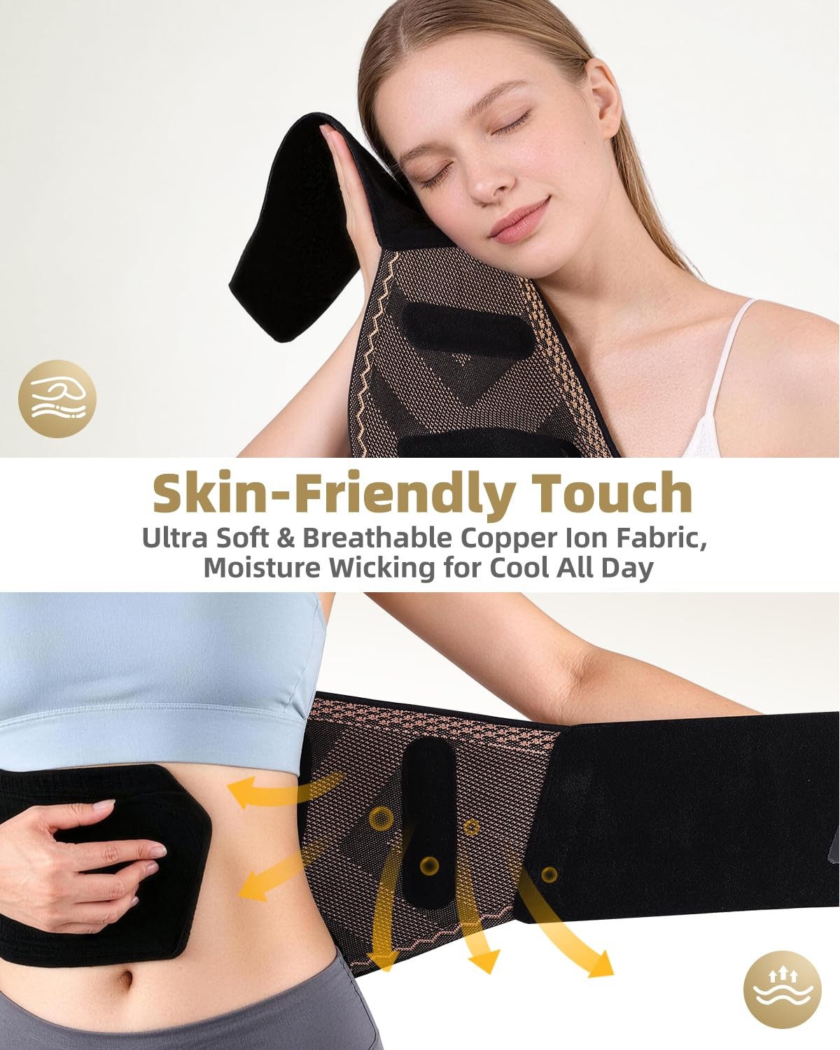 Copper-Infused Back Brace 6 Stays Lumbar Support Belt Men Women Sciatica – Large