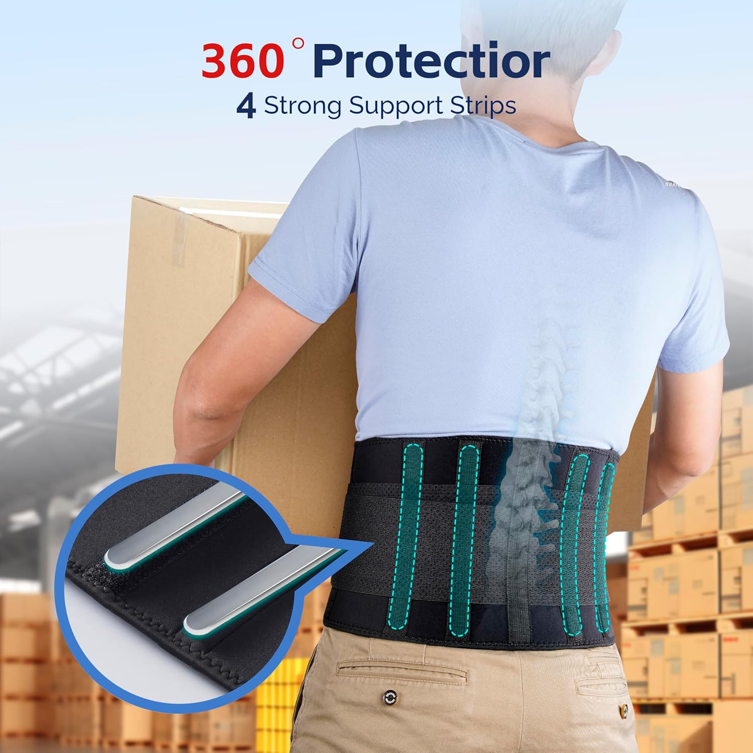 Back Brace for Men Lower Back, Lumbar Support Belt- Back Pain, Adjustable Suppor