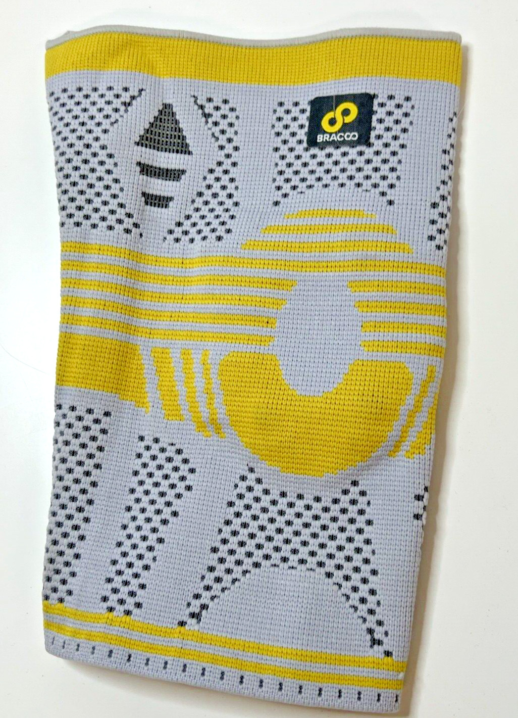 Bracco Athletic Knee Compression Sleeve Support Unisex Size Small Gray & Yellow