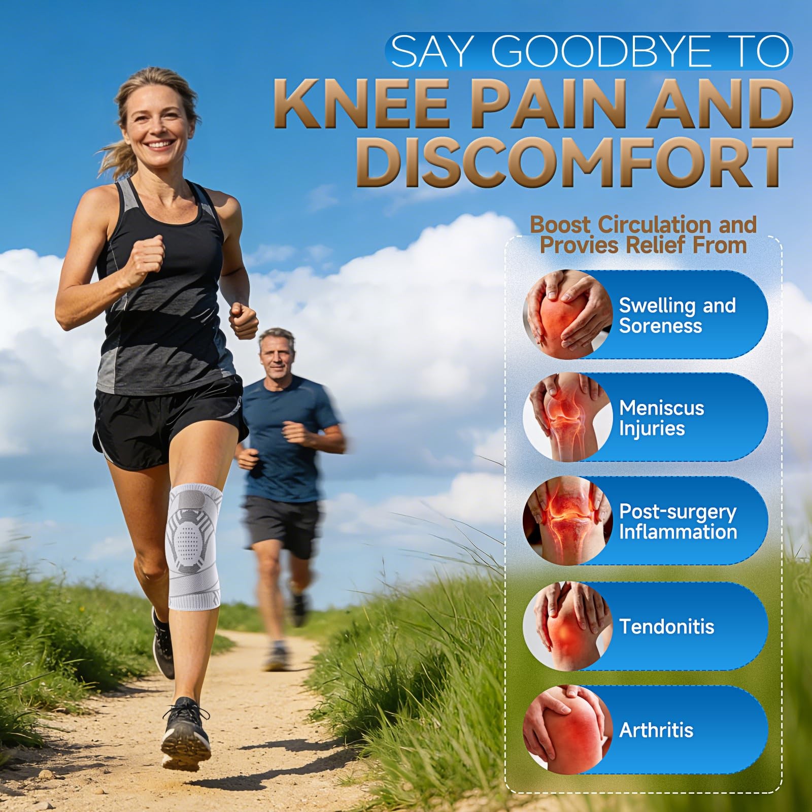 Compression Knee Brace for Women & Men,Knee Brace for Running Knee Pain, Knee…