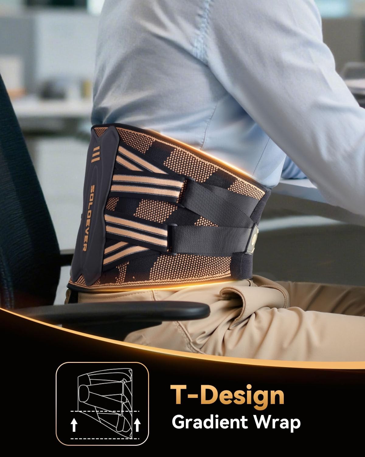 Copper-Infused Back Brace for Men Lower Back Pain Relief [Medical-Grade & Str…