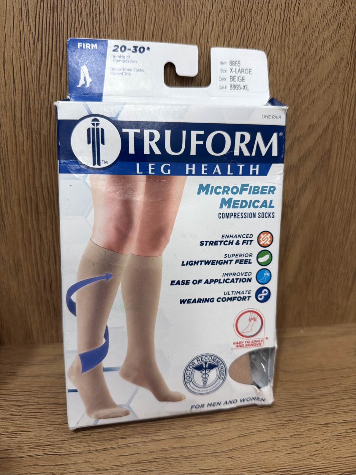 Truform 20-30 mmHg Below Knee Compression Stockings Closed Toe Beige, X-Large