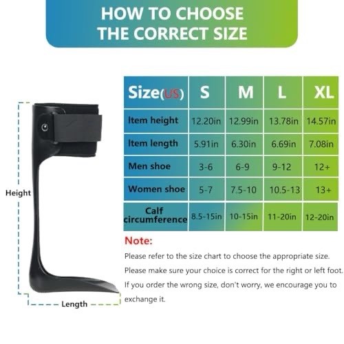 Drop Foot Brace AFO Leaf Spring Splint Ankle Foot Orthosis Support Medium – LEFT