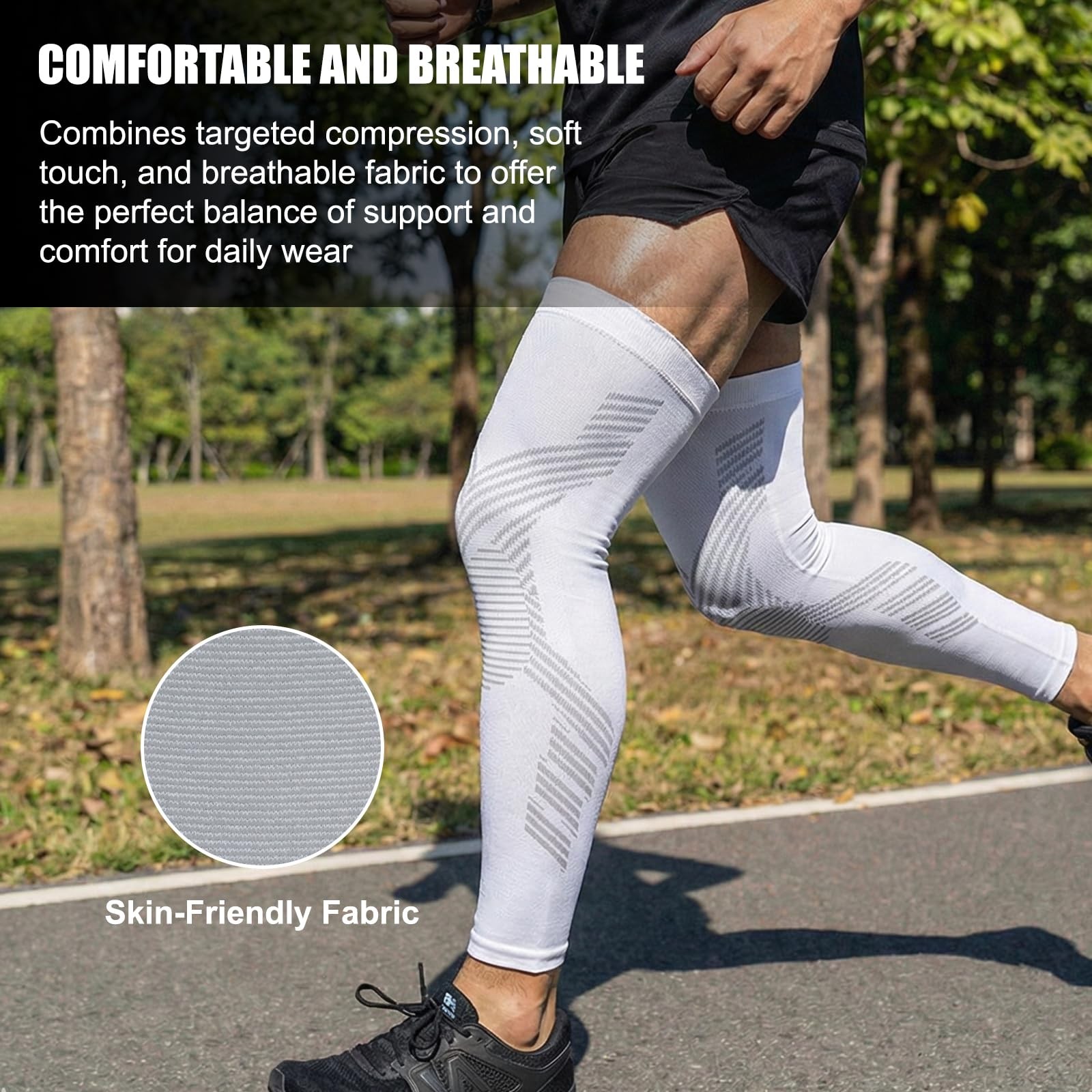 NuCamper Full Leg Compression Sleeves for Men and Women,2 Pack Legs Sleeves L…