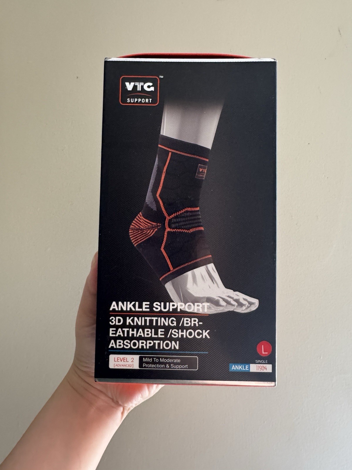 VTG Ankle Support Brace 3D Knitting Gel Pad Compression Sleeve Level 2