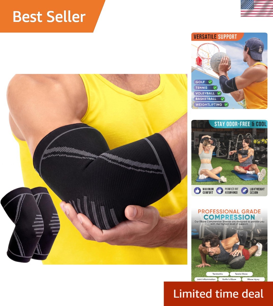 2 Pack Elbow Compression Sleeves for Pain Relief – Ideal for Active Lifestyles