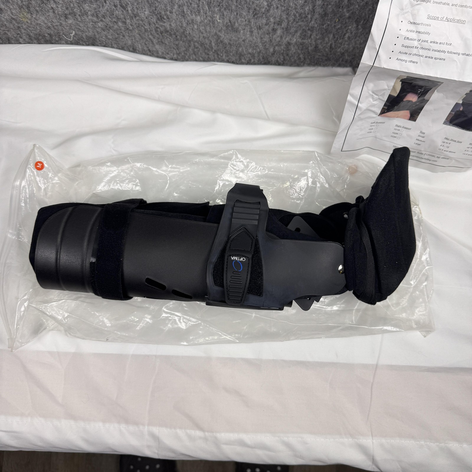 Optima OM-71 Ankle Support Brace Medium Black Adjustable Hinged Orthopedic