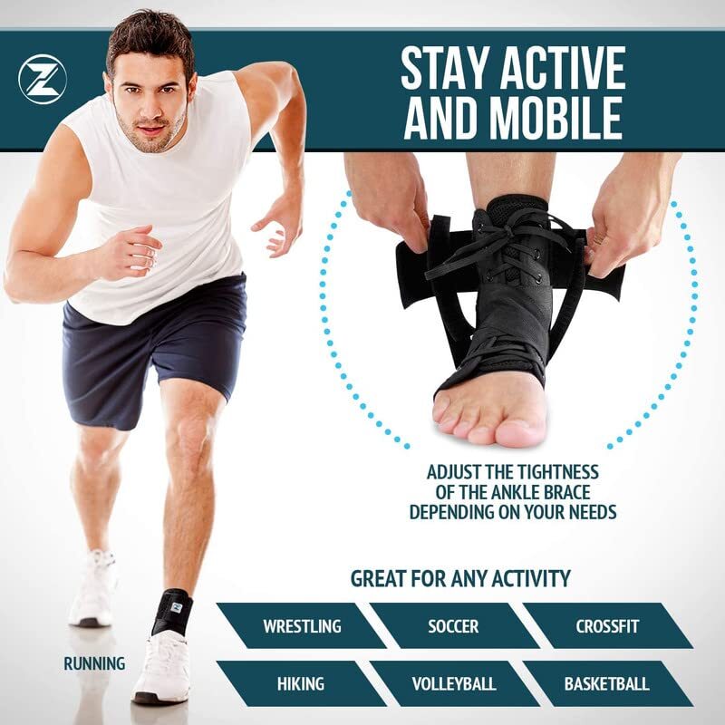 Lace up Adjustable Ankle Brace Support– for Running, Basketball, Injury Recovery