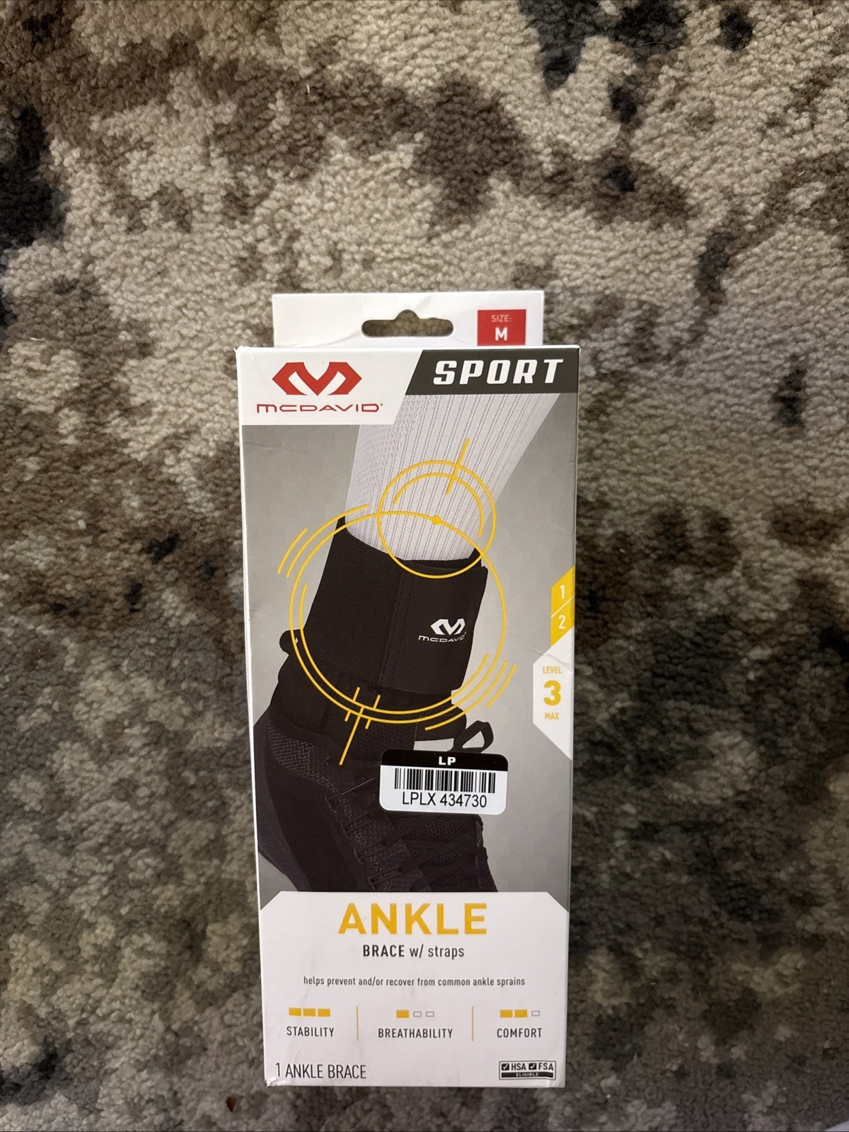 McDavid Sport Ankle Brace With Straps Size M Level Three Full Support