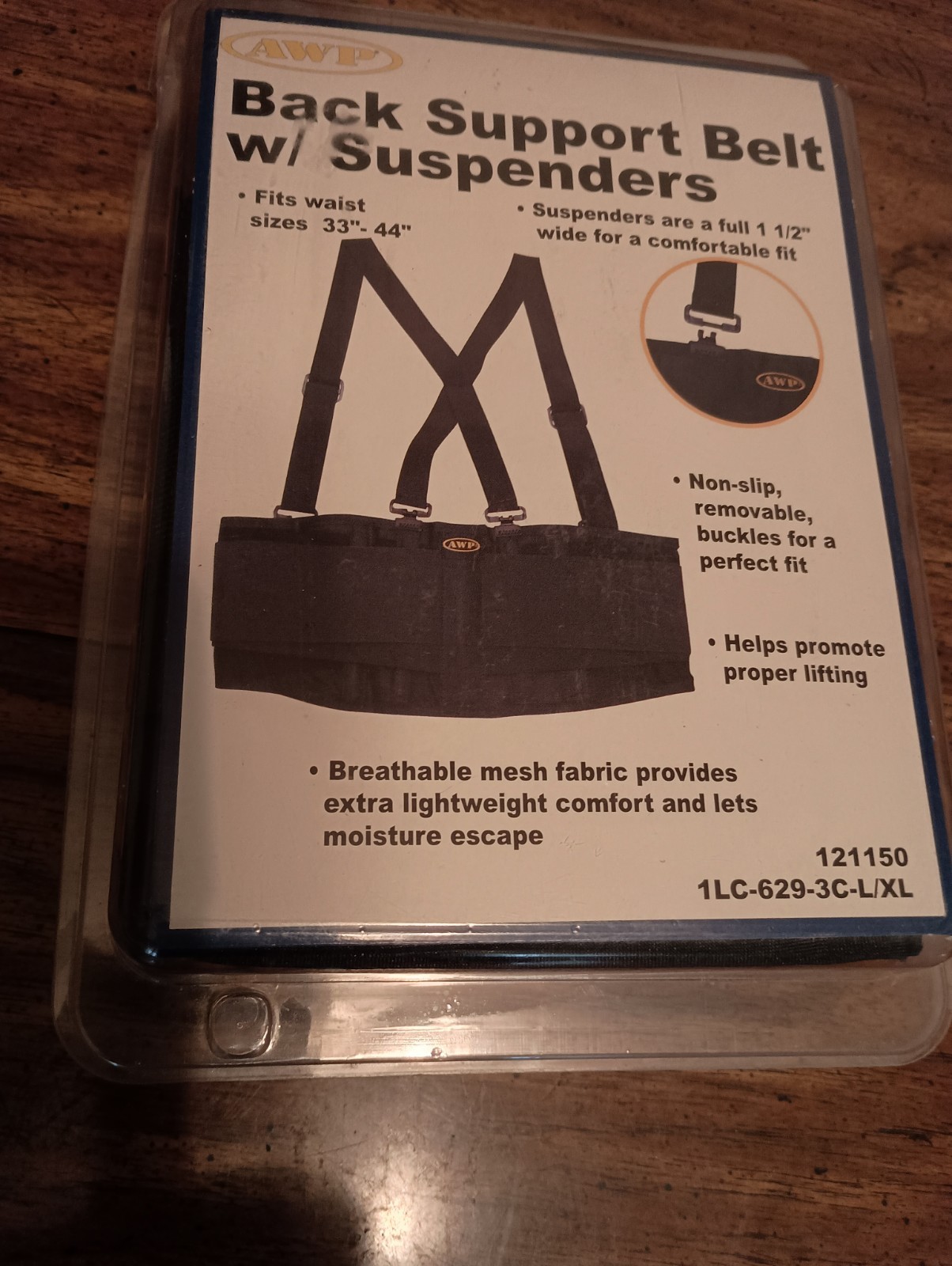 AWP Back Support Belt W/Suspenders Brand New In Box Fits Waist Size 33″ – “44