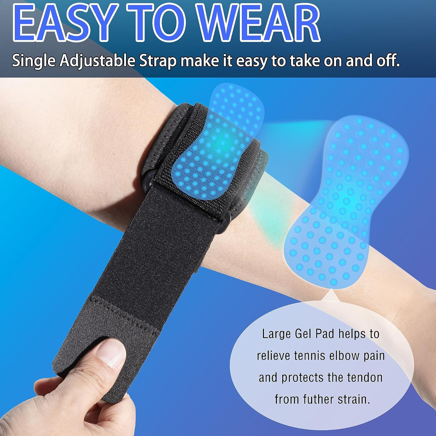 Tennis Elbow Brace – Adjustable Forearm Support Band with Gel Compression Pad…