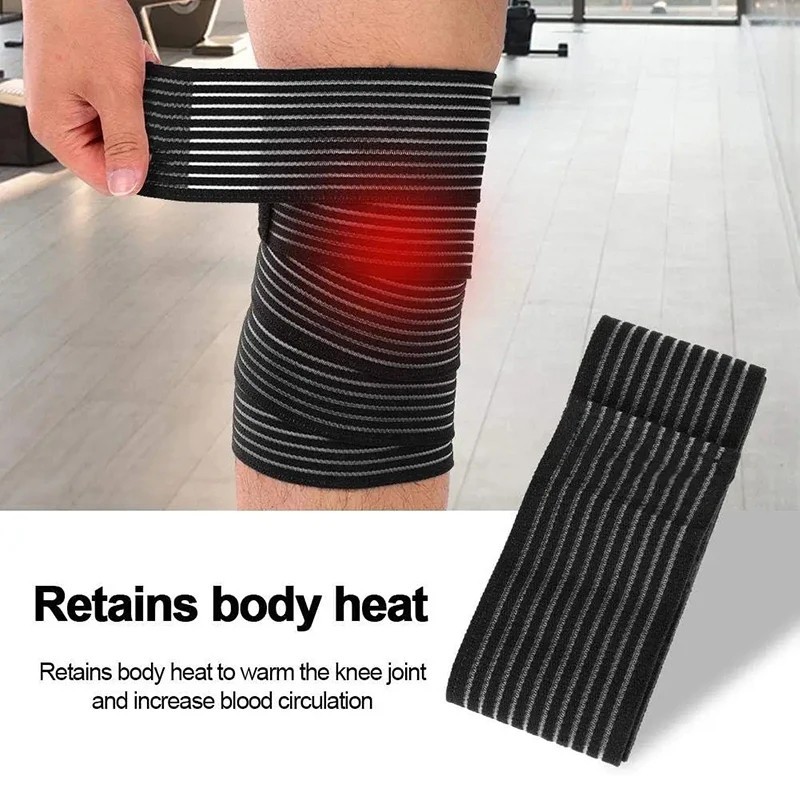 EXTRA LONG ELASTIC KNEE WRAP COMPRESSION BANDAGE – ADJUSTABLE SUPPORT FOR SQUATS