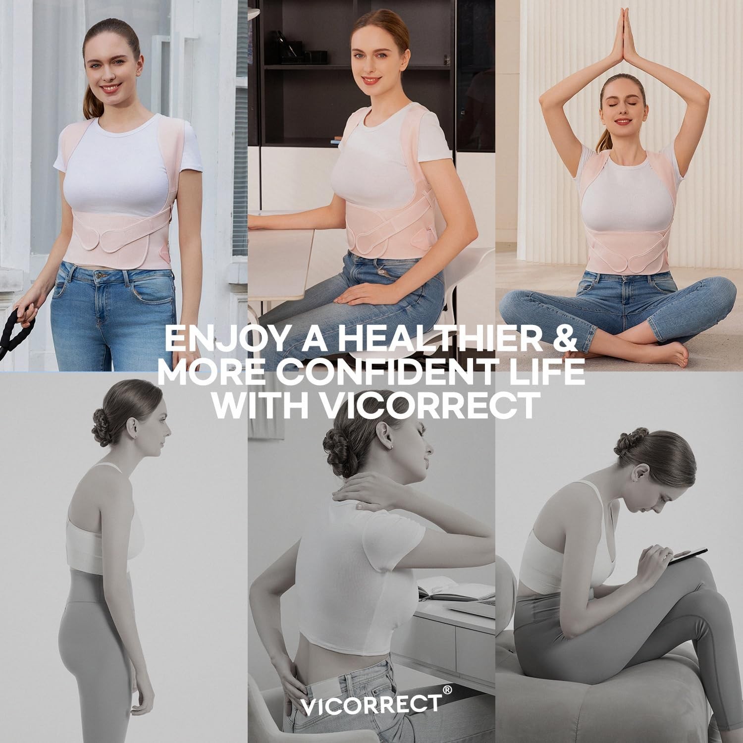 Gentle Posture Corrector with Adjustable Fit – Suitable for Teens & Adults, Pink