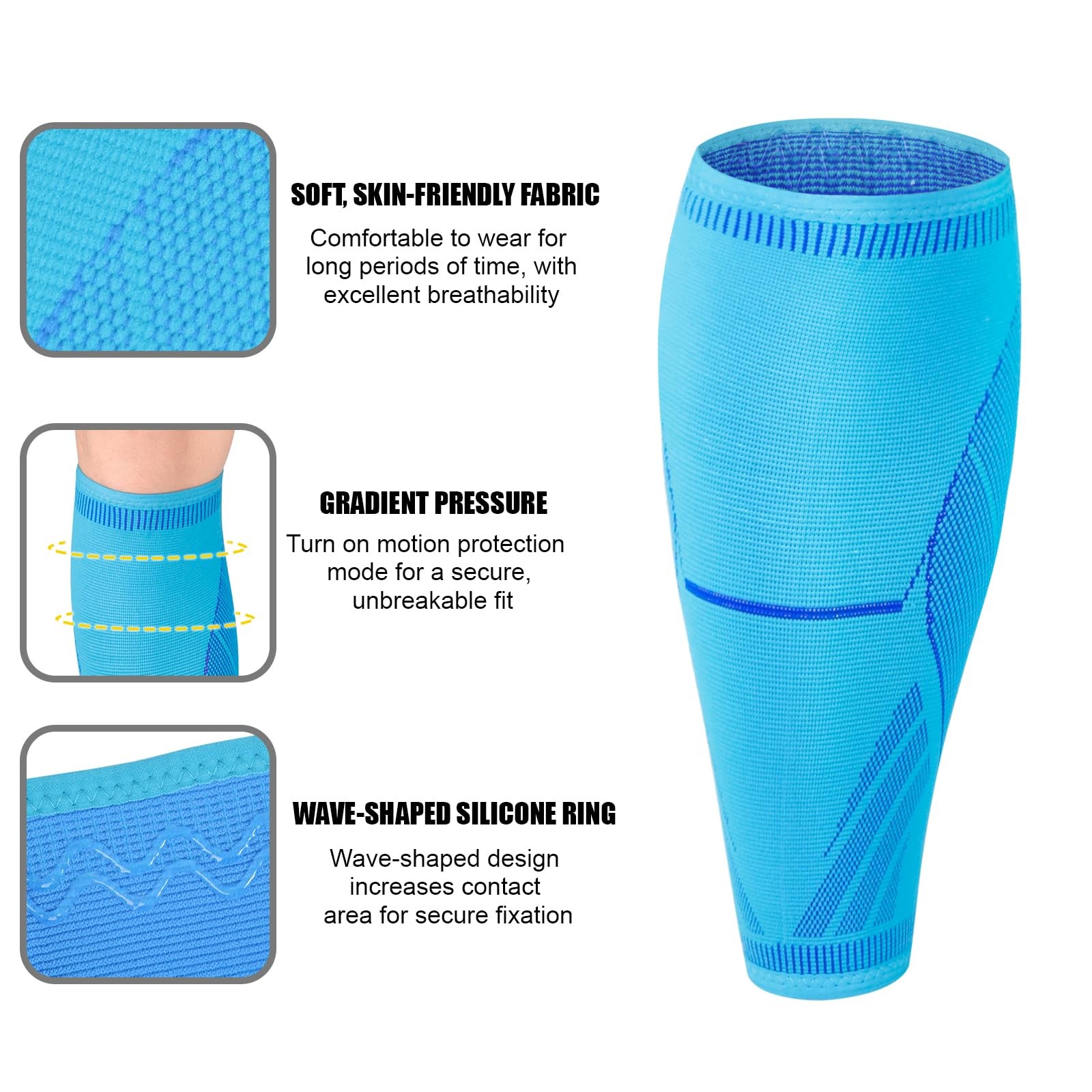 NuCamper Calf Compression Sleeve, Footless Socks for Large, Blue