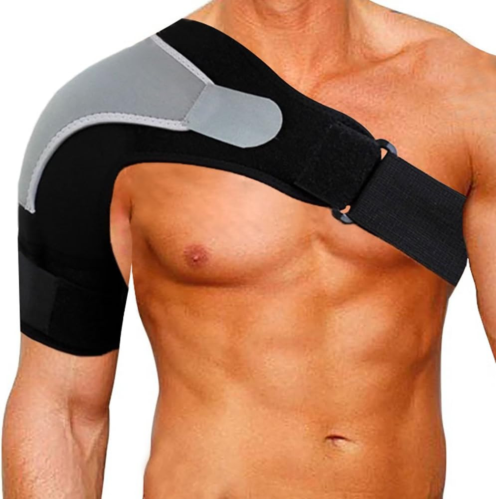 Shoulder Stability Brace Adjustable Shoulder Support with Pressure Pad, Light Br