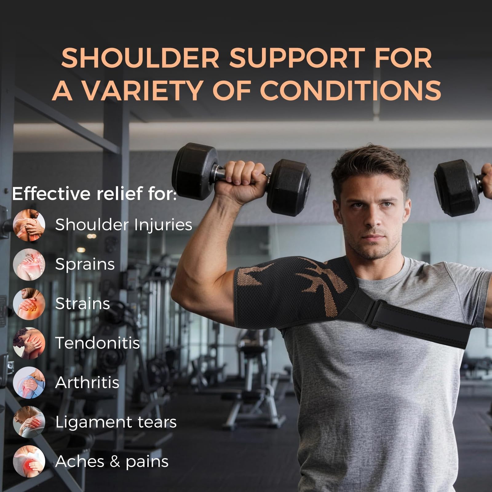 BULA BEAR Rotator Cuff Shoulder Brace with Removable Gel Pad, Breathable Copp…