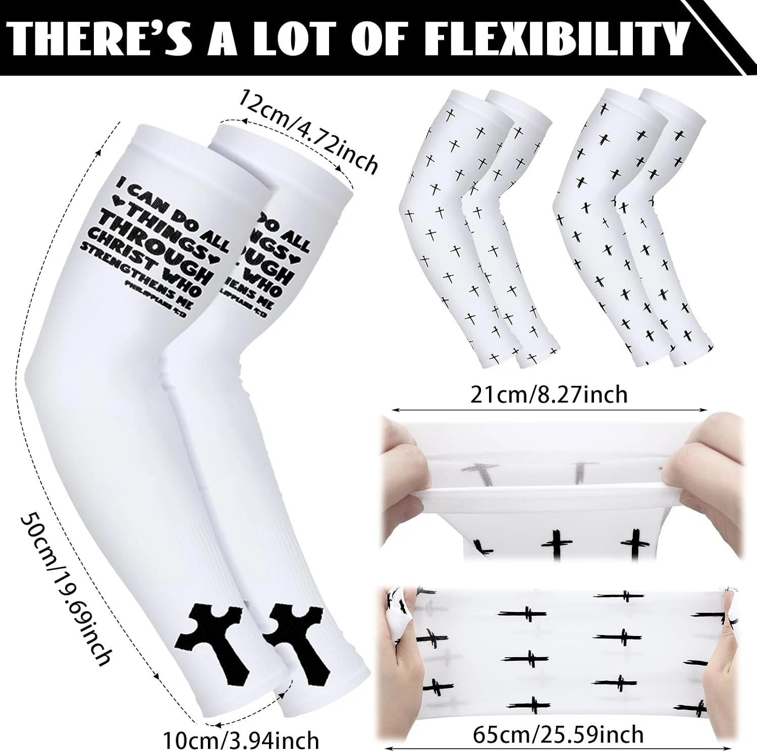 Breathable Christian Arm Sleeves – 6 Pack UV Protection for Active Lifestyle
