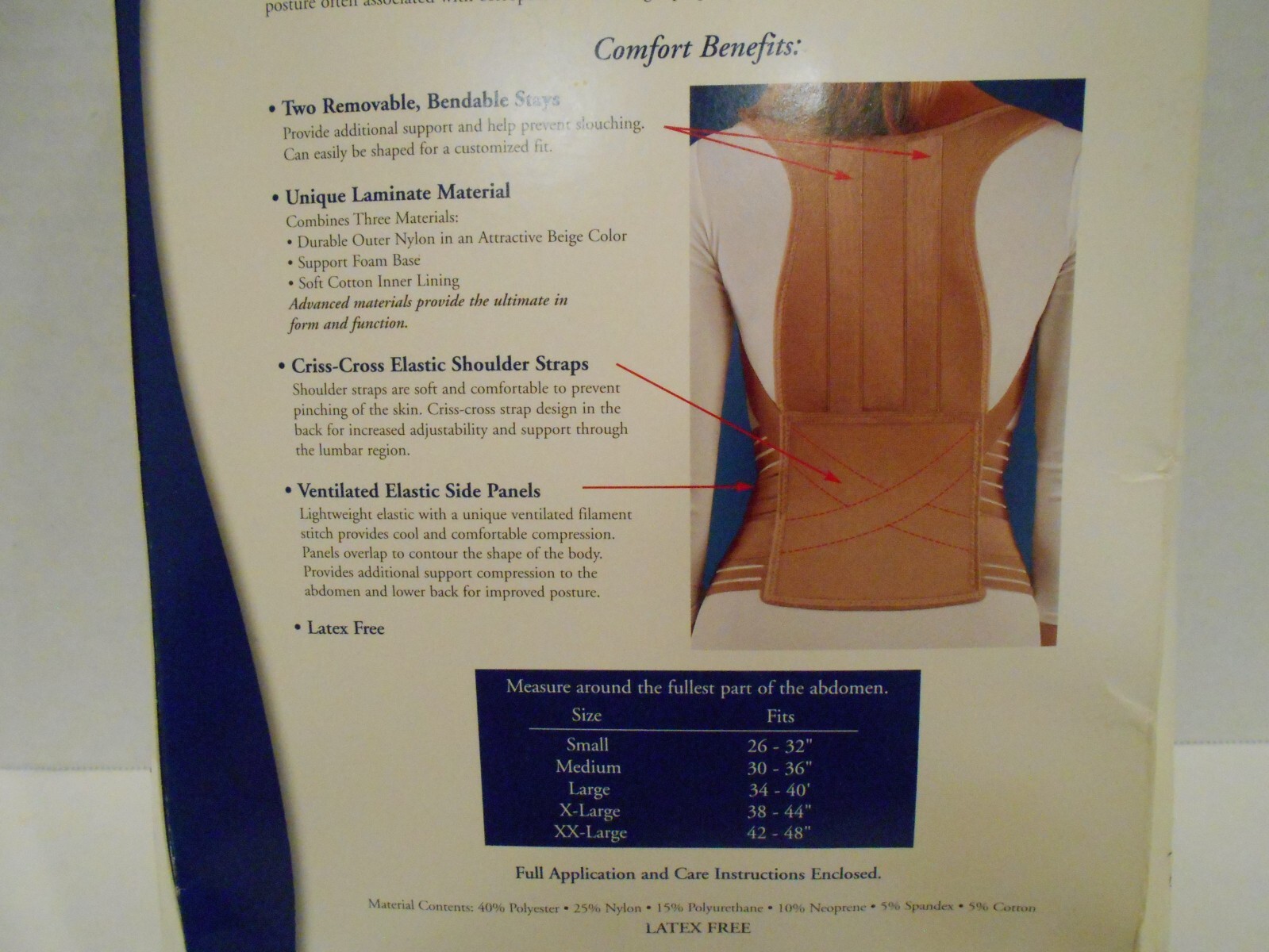 FLA ORTHOPEDICS Posture Control Brace – Beige – Size L – For Men & Women