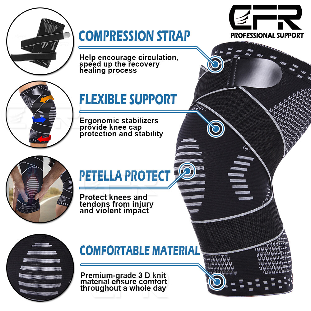 Knee Sleeve Compression Brace Support For Sport Joint Pain Arthritis Relief Pad