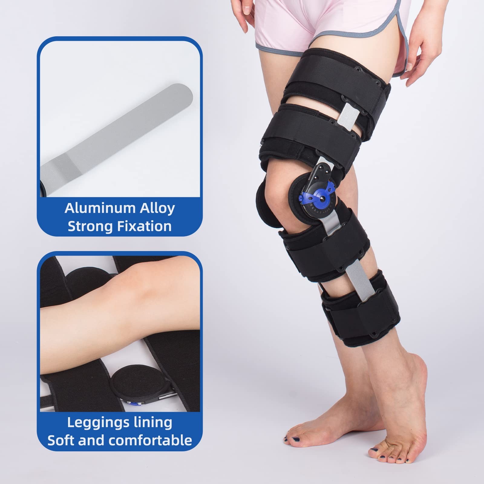 Hinged ROM Knee Brace Post Op Knee Support Adjustable Knee Immobilizer with S…