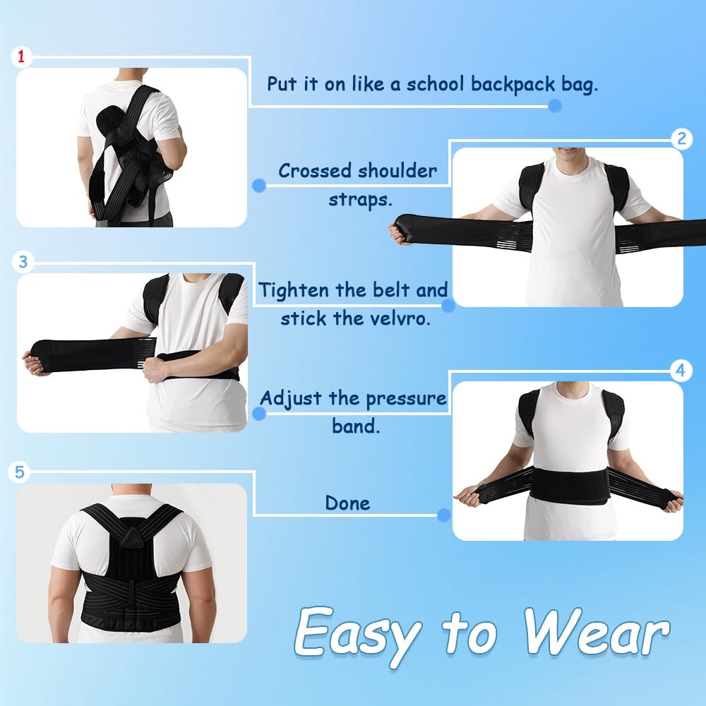 Plus Size Posture Corrector for Women & Men, Adjustable XXXXX-Large, Black