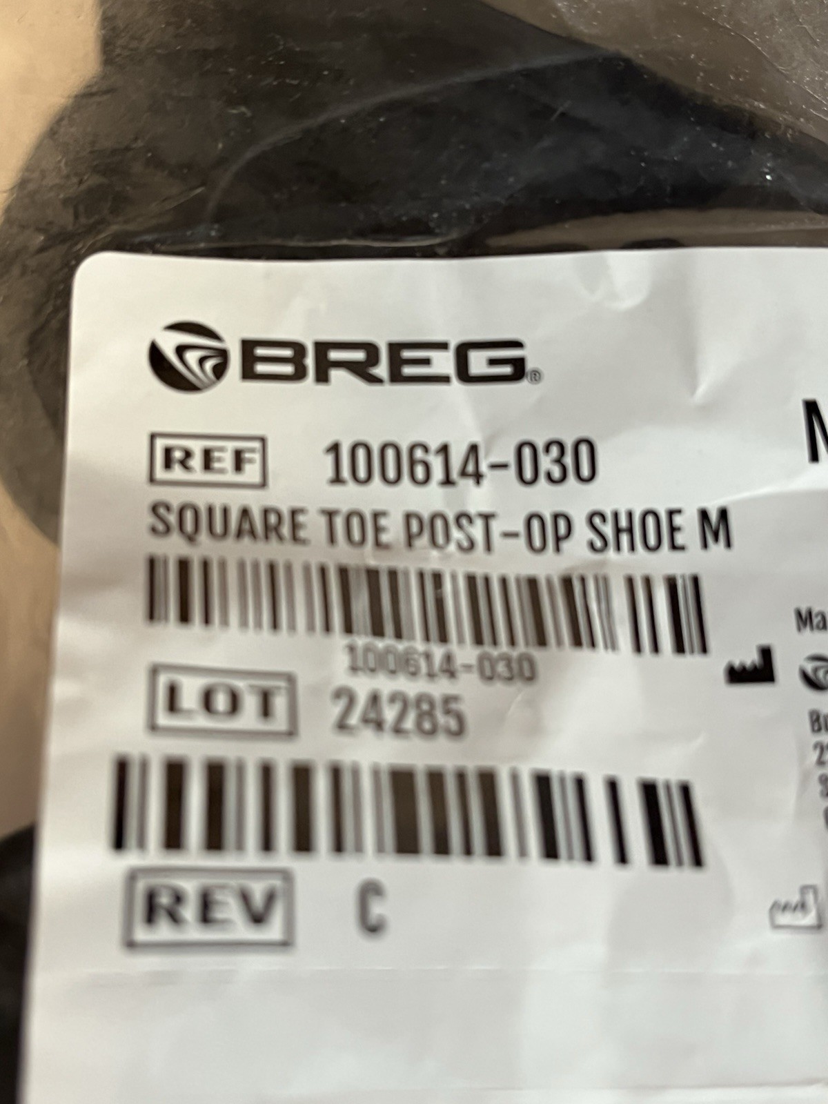 Breg Post-Op Foot Shoe Adult Medium Unisex Black Square Toe Adjustable New NIP