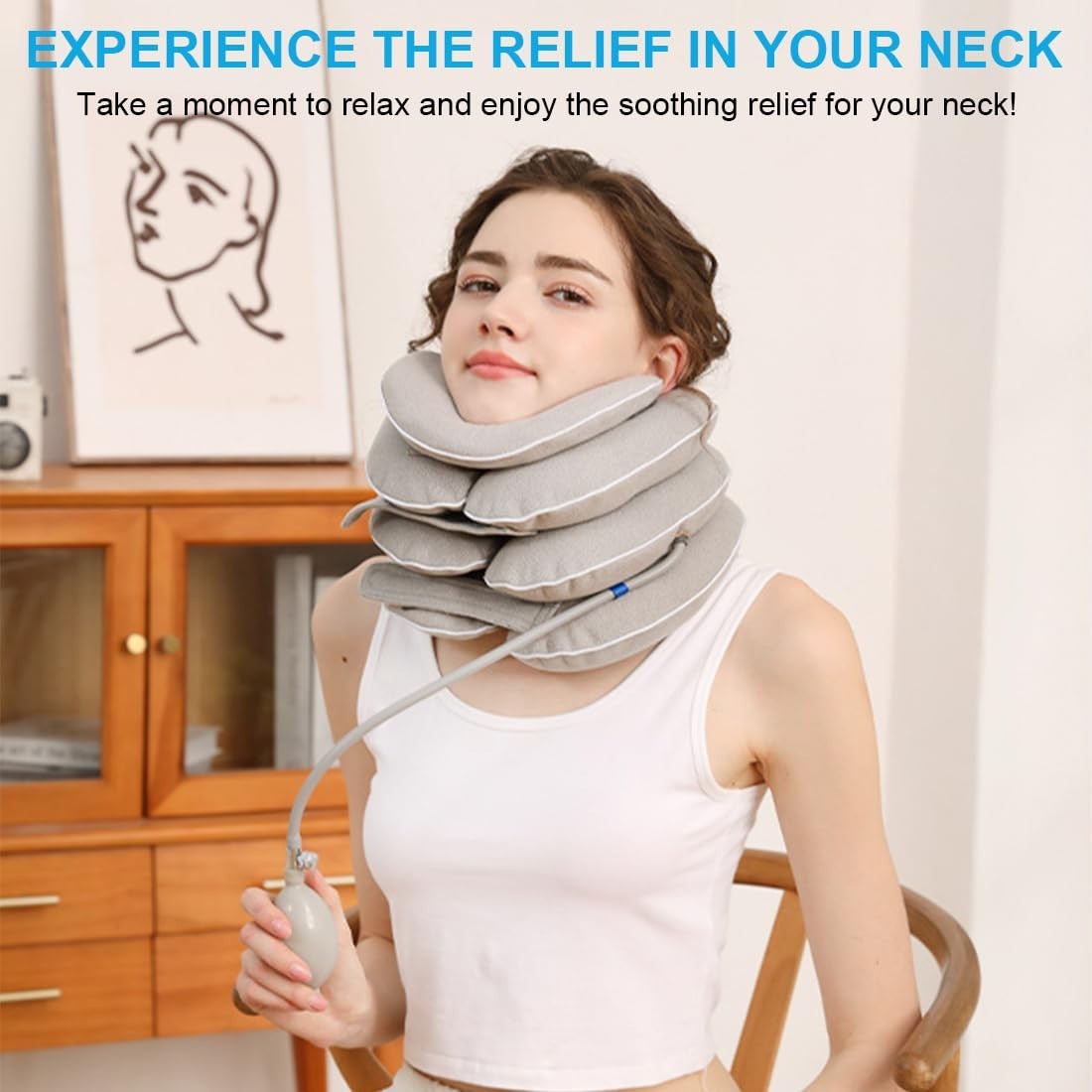 Adjustable Inflatable Neck Stretcher & Brace, Cervical Traction Relief Tool, Was