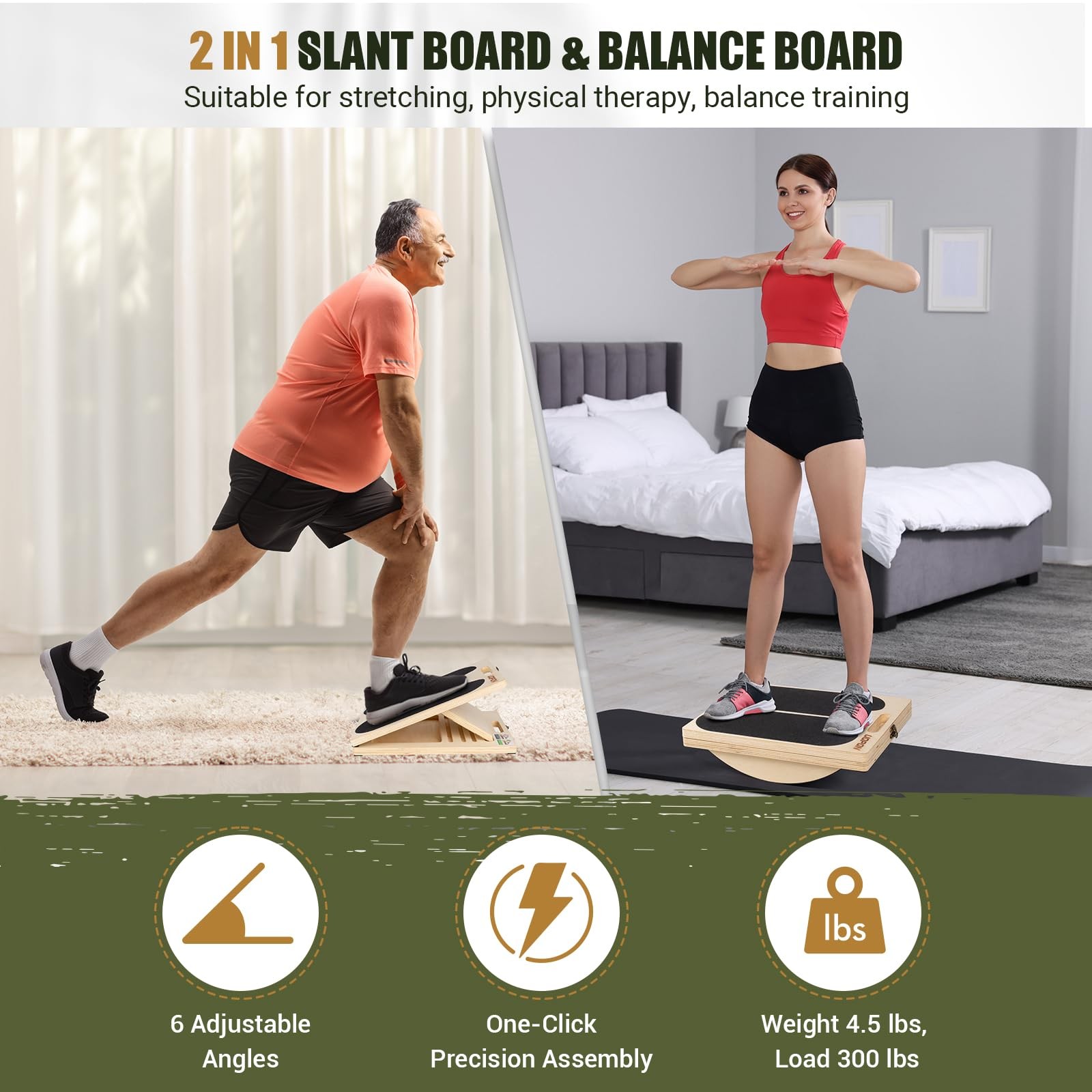 Slant Board for Calf Stretching, 2-in-1 & Balance