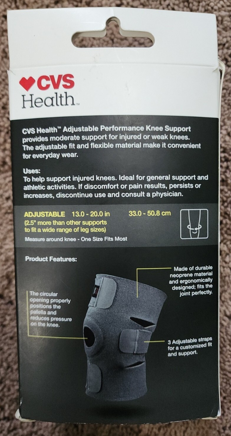 CVS Health Adjustable Performance Support Moderate Knee Support Brace NEW