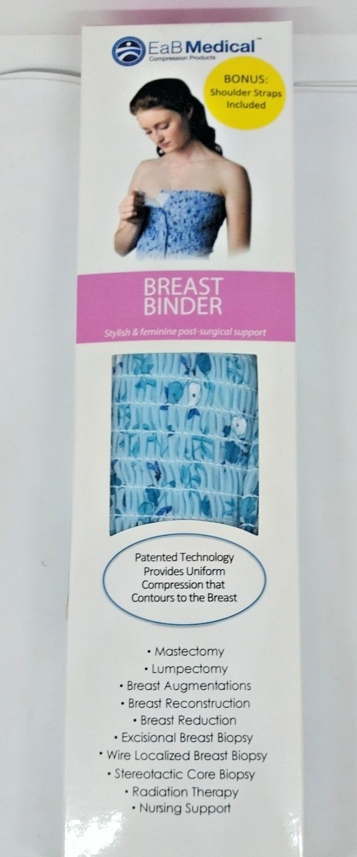 EaB Medical Compression Products Breast Binder Blue Floral Medium 34″- 36″Straps