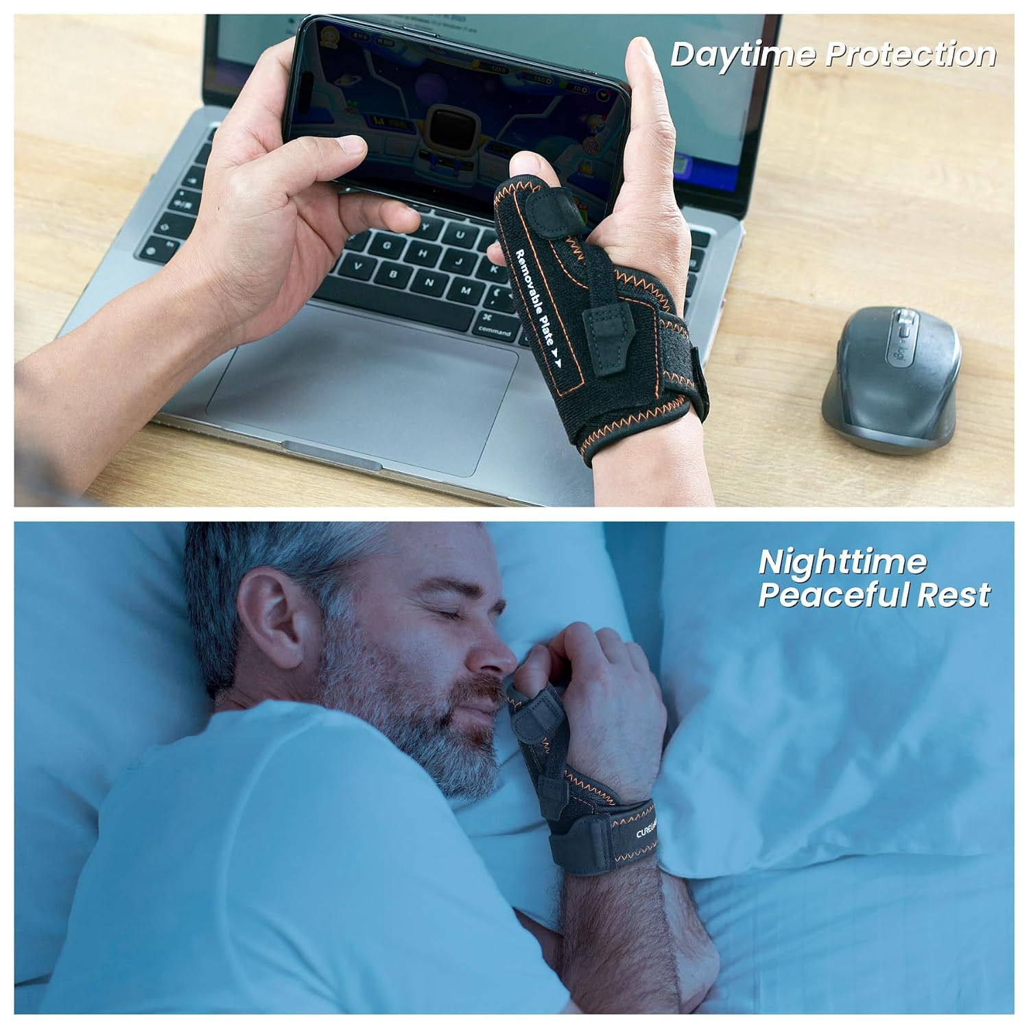 Thumb Brace, New 2 in 1 Thumb Spica Splint Right & Left Hand (M/L) | 3 Level Sta