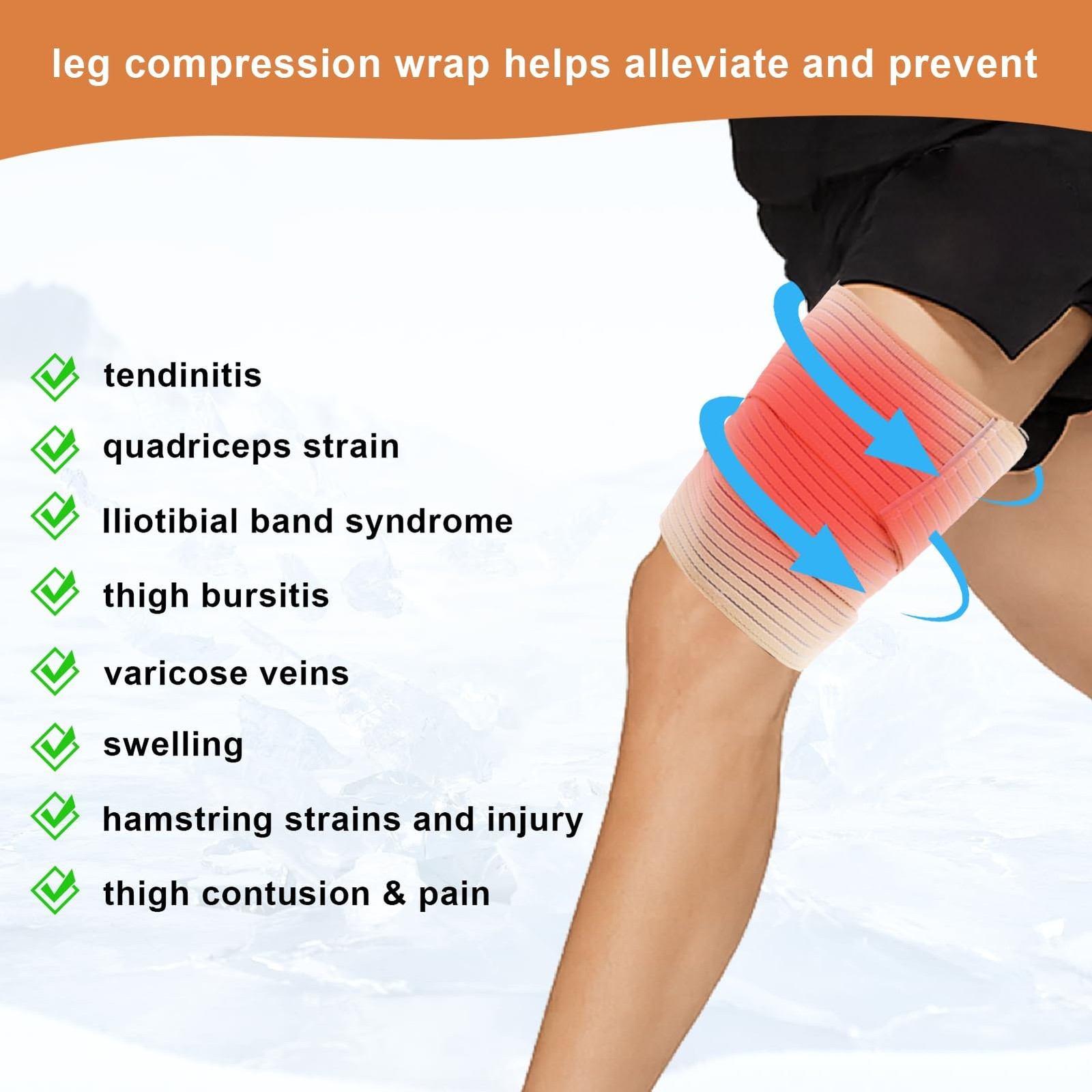 2 PCS Thigh Hamstring Compression Sleeve, Adjustable Thigh Compression Wraps For