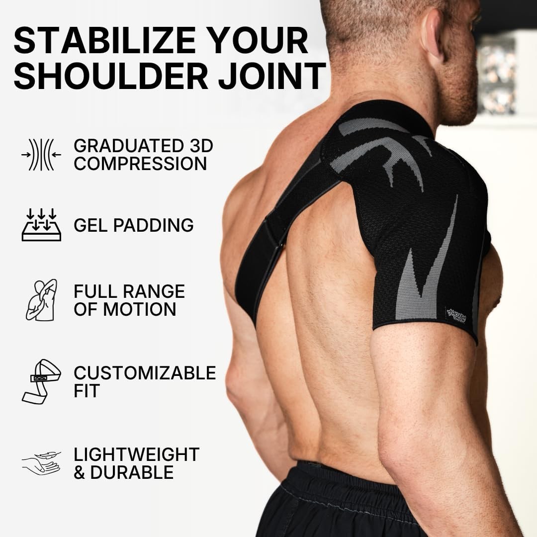 Anaconda Fightwear Shoulder Brace (Medium) -Rotator Cuff Compression Support wit