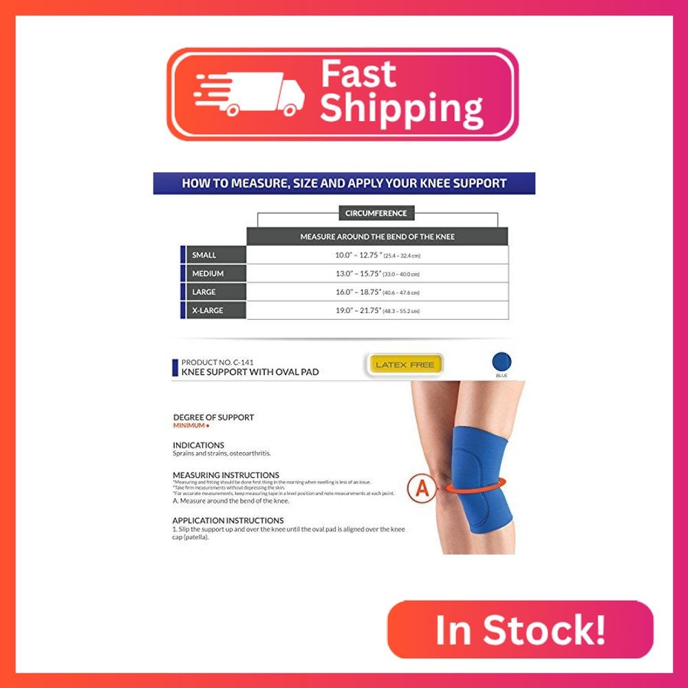 OTC Knee Support, Oval Pad, Slip-on Sleeve, Neoprene, X-Large