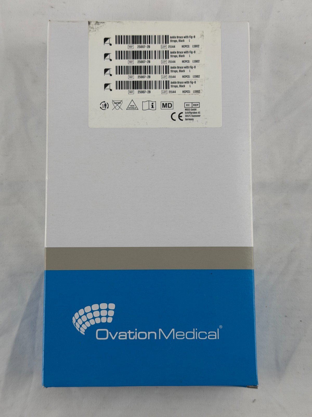Ovation Medical Nu-Form Ankle Brace with Fig-8 Straps Black Large