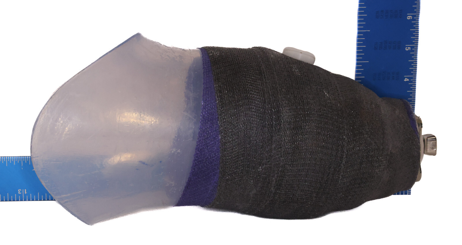 PROSTHETIC CLEAR LEG SOCKET w EXPULSION VALVE & MOUNTING PYRAMIDAL BASE H=12.5″