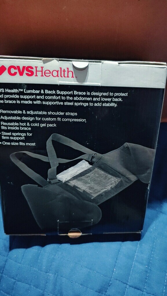 Lumbar & Back SUPPORT BRACE with Reusable Hot & Cold Gel Pack CVS Health